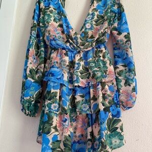 Floral V-Neck Long Sleeve Dress